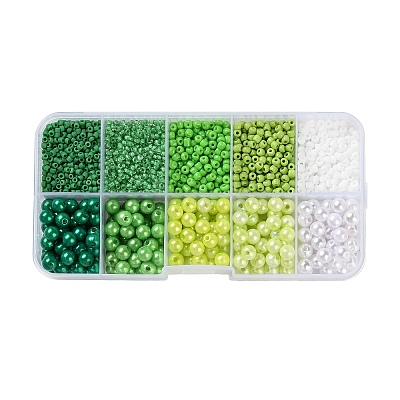 DIY 10 Grids ABS Plastic & Glass Seed Beads Jewelry Making Finding Beads Kits DIY-G119-01G-1