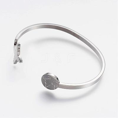 Tarnish Resistant 304 Stainless Steel Cuff Bangles BJEW-N0028-02P-1