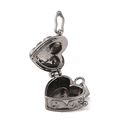 Carved Heart Rack Plating Brass Prayer Box Pendants KK-L101-22B-1