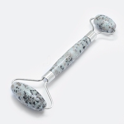 Natural Sesame Jasper/Kiwi Jasper Brass Face Massager MRMJ-G008-05P-1