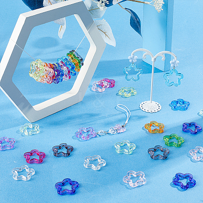 120Pcs 12 Colors Transparent Acrylic Beads MACR-PH0002-08-1