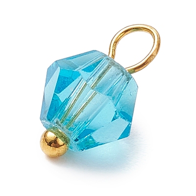 7Pcs Imitation Austrian Crystal Glass Pendants PALLOY-JF02910-01-1