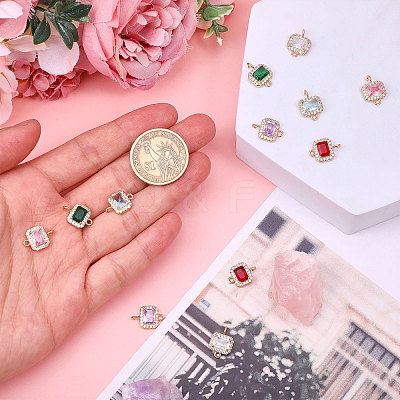 12Pcs 6 Colors Glass Connector Charms FIND-CA0010-64-1