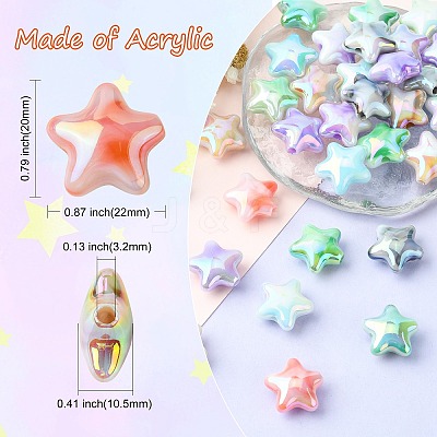 70Pcs UV Plating Rainbow Iridescent Acrylic Beads PACR-CJ0001-30-1