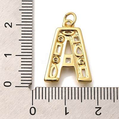 Brass Micro Pave Clear Cubic Zirconia Pendants KK-G521-01G-1