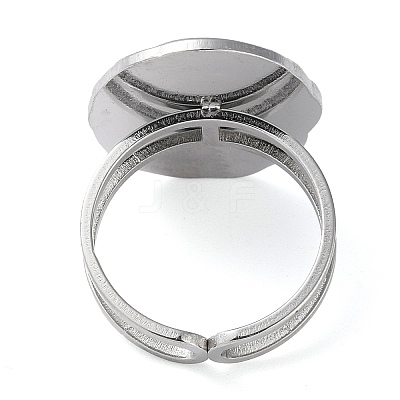 Non-Tarnish 304 Stainless Steel Open Cuff Ring Components X-STAS-Q308-05P-1