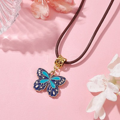 Alloy Enamel Butterfly Pendant Necklaces NJEW-JN04580-03-1