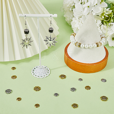 240Pcs 12 Style Tibetan Style Alloy Flower Bead Caps FIND-SC0008-76-1