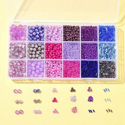 DIY Glass Round Beads & Seed Beads Jewelry Making Finding Kits DIY-FS0005-95-1