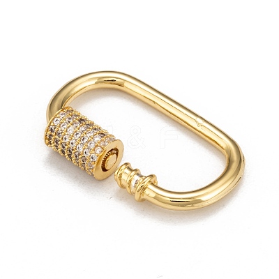 Brass Micro Pave Cubic Zirconia Screw Carabiner Lock Charms ZIRC-F105-03G-1
