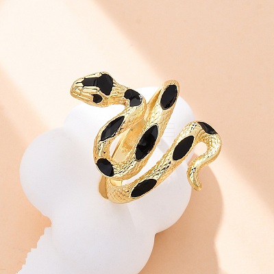 Brass Enamel Cuff Rings for Women RJEW-U043-17G-1