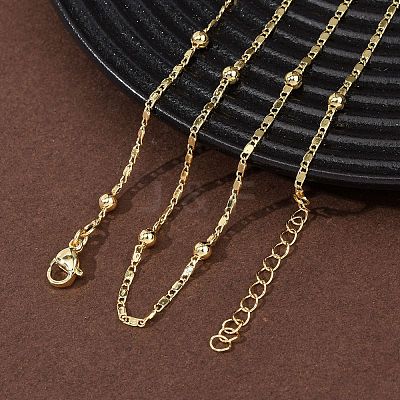 1.5MM Brass Round Ball Oval Link Chain Necklaces NJEW-H086-02G-1