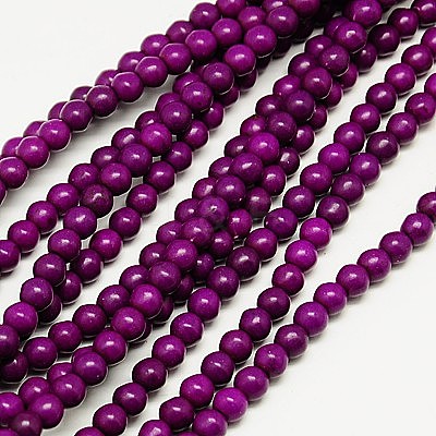 1 Strand  Dyed Purple RoundSynthetic Turquoise Beads Strands X-TURQ-G106-4mm-02O-1