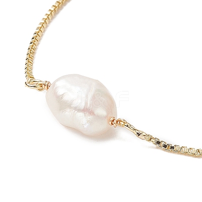 Oval Natural Pearl Beaded Slider Bracelet BJEW-JB09315-02-1