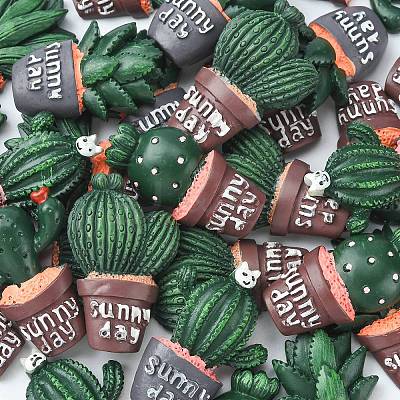 30Pcs 6 Styles Opaque Resin Plants Cabochons CRES-CJ0001-55-1