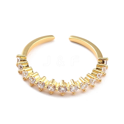 Clear Cubic Zirconia Open Cuff Ring for Women RJEW-C018-03G-1