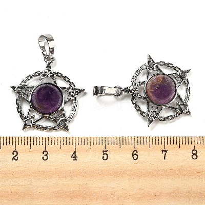 Natural Amethyst Pendants G-P517-01P-01-1