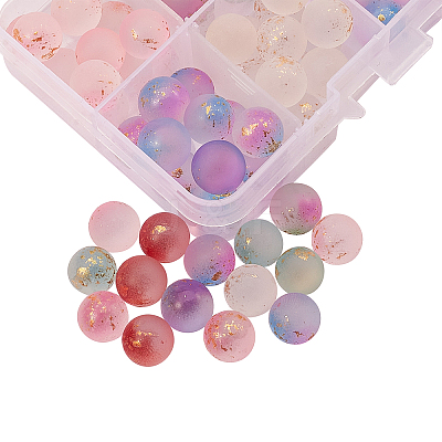 96Pcs 8 Colors Transparent Spray Painted Frosted Glass Beads GLAA-CJ0001-40-1
