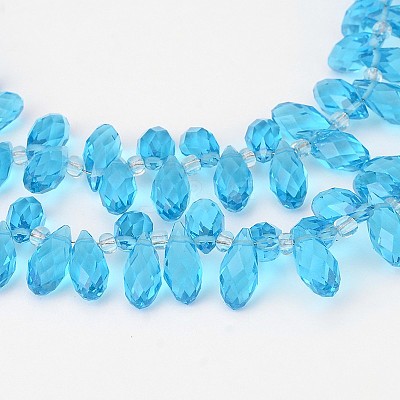 Faceted Teardrop Transparent Glass Beads Strands X-GLAA-J067-A01-1