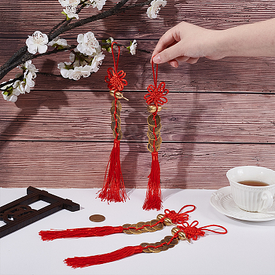 4Pcs Polyester Tassel & Chinese Knot Pendant HJEW-UN0001-31-1