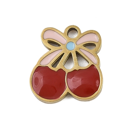 304 Stainless Steel Enamel Charms STAS-I338-01G-19-1