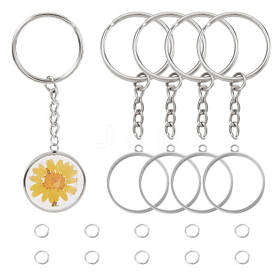 5Pcs 304 Stainless Steel Open Back Bezel Pendants STAS-TAD0001-01G-1