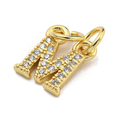 Initial Letter Brass with Cubic Zirconia Charms KK-Q814-26M-G-1