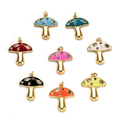 Autumn Theme Real 18K Gold Plated Brass Micro Pave Cubic Zirconia Pendants ZIRC-L100-019-G-1