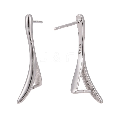 Anti-Tarnish Rhodium Plated 925 Sterling Silver Stud Earring Findings STER-F048-36P-1
