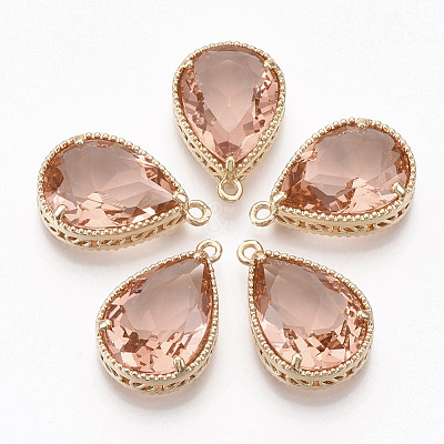 Faceted Glass Pendants GLAA-T010-016G-1