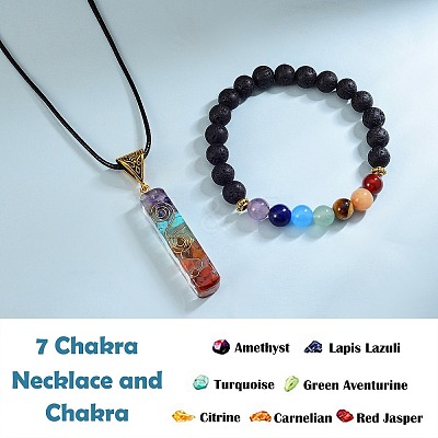Energy Yoga Chakra Jewelry Set for Girl Women AJEW-SZ0002-12A-1