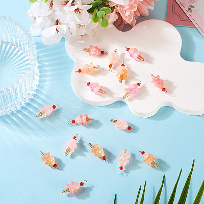20Pcs 4 Styles Glass Ice Cream Pendants PALLOY-TAC0242-01-1