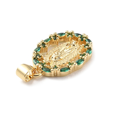 Brass Micro Pave Cubic Zirconia Pendants KK-P233-05G-01-1