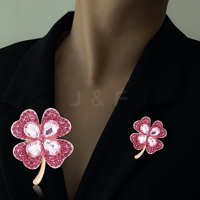 Cubic Zirconia Clover Brooch Pin JBR105C-1