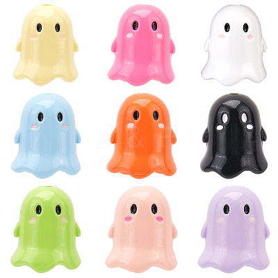 36Pcs 9 Colors Opaque Acrylic Beads MACR-SC0001-61-1