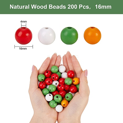 200Pcs 4 Colors Painted Natural Wood Beads WOOD-SZ0001-06-1