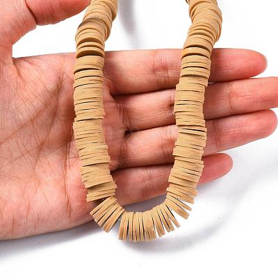 Flat Round Handmade Polymer Clay Beads CLAY-R067-12mm-37-1