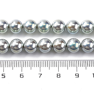 UV Plating Pearlized Glass Pearl Beads Strands GLAA-F128-01B-T23-1