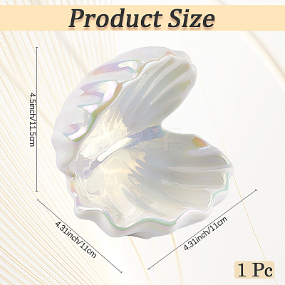 Shell Shape Porcelain Jewelry Plate AJEW-WH20080-08A-1