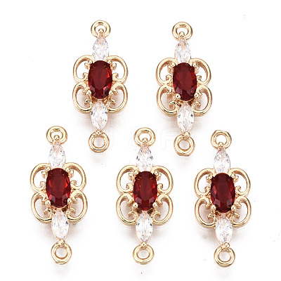 Brass Micro Pave Cubic Zirconia Links Connectors X-KK-R111-008-A02-1