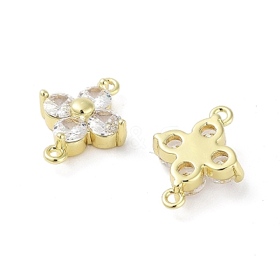 Rack Plating Brass Pave Cubic Zirconia Connector Charms KK-H474-20G-02-1