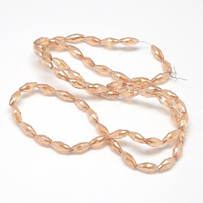 Electroplate Crystal Glass Rice Beads Strands EGLA-F042-A02-1