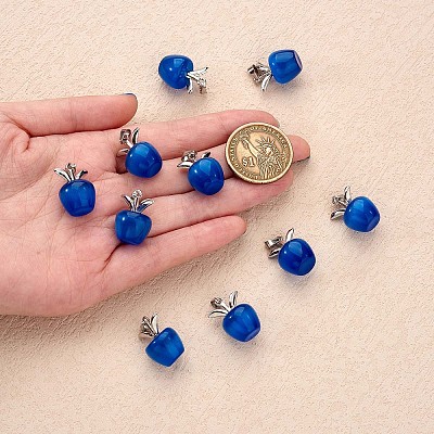 10Pcs Apple Gemstone Charm Pendant Crystal Quartz Healing Natural Stone Pendants Pink Silver Buckle for Jewelry Necklace Earring Making Crafts JX525J-1