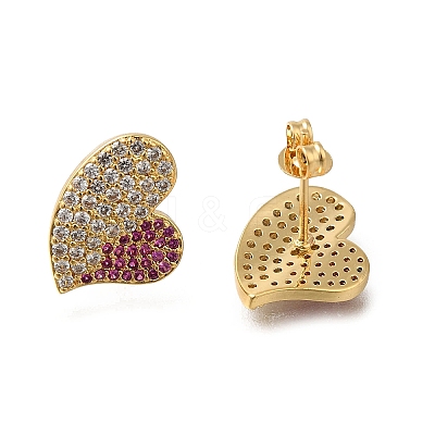 Brass Pave Cubic Zirconia Stud Earrings EJEW-M088-06G-02-1
