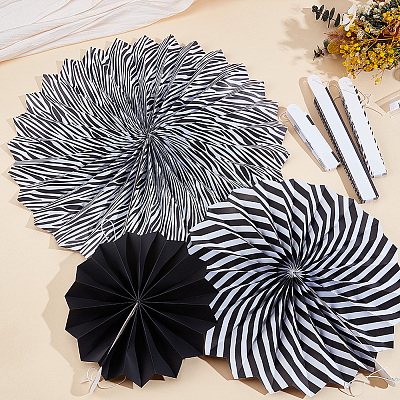 6Pcs Paper Fans Flower for Wedding Birthday Carnival Welcome Party Decorations AJEW-GF0013-45B-1