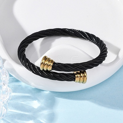 304 Stainless Steel Torque Bangles for Women BJEW-P310-24MC01-1