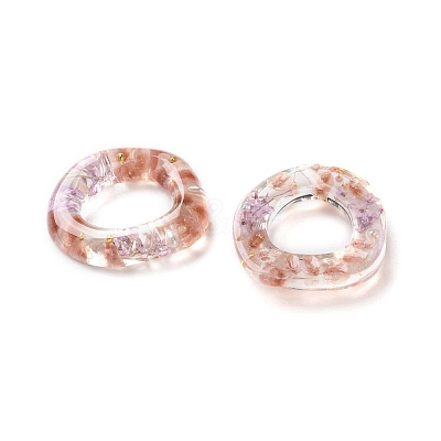 Inner Dried Flower Transparent Resin Ring Pendants RESI-A043-07B-1