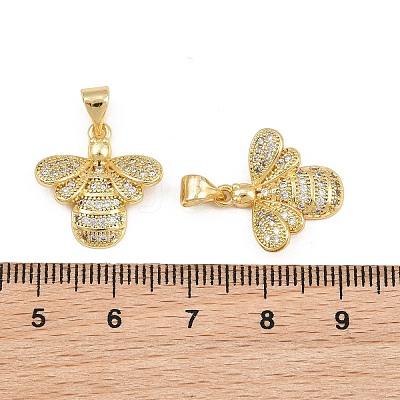 Brass Micro Pave Clear Cubic Zirconia Pendants ZIRC-I036-25G-1
