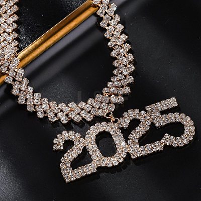 Brass Full Crystal Rhinestone 2025 Pendant Necklaces for Women NJEW-Q005-01G-1