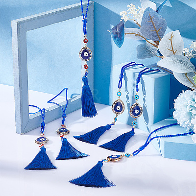 AHADEMAKER 8Pcs 2 Colors CCB Plastic Teardrop Pendant Decorations HJEW-GA0001-21-1